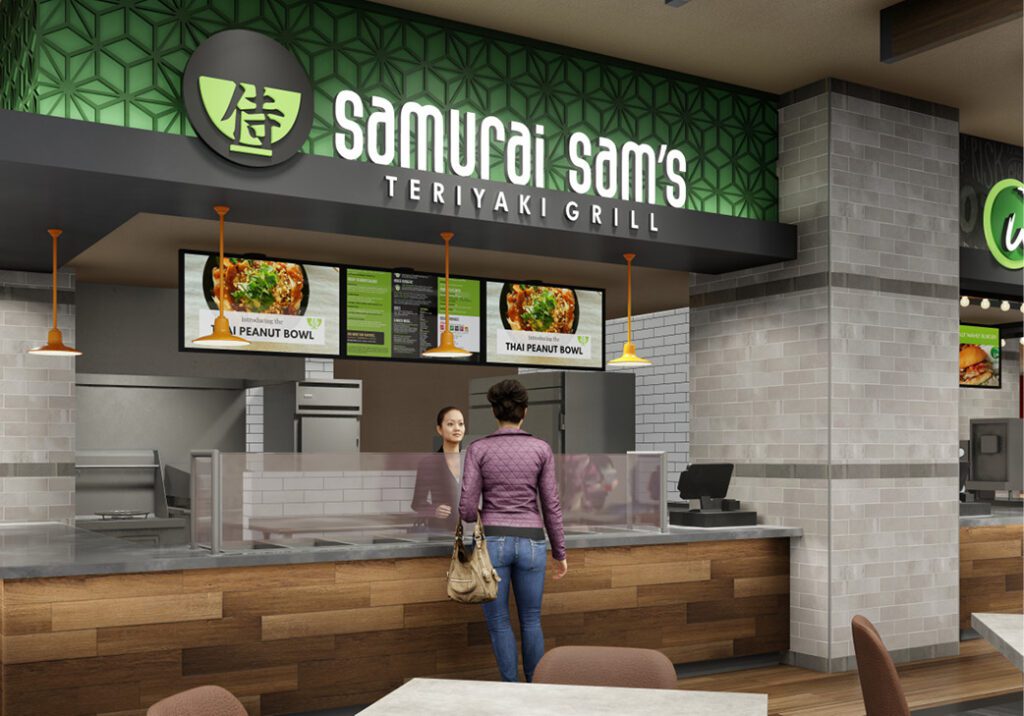 A 3D rendering of Samuari Sam's Teriyaki Grill at Inn of the Mountain Gods.