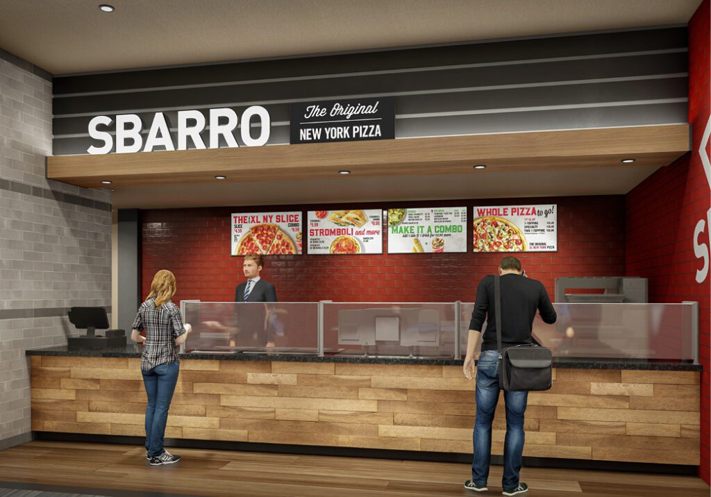 A 3D rendering of Sbarro at Inn of the Mountain Gods.